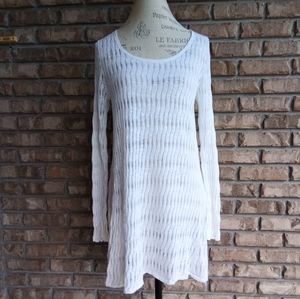 Eileen Fisher White Linen/Cotton Blend Cover Up Tunic Top.
